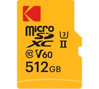 Kodak - Tarjeta MicroSD de 512 GB UHS-II U3 V60 - Velocidad ultrarrápida de Lectura de 300 MB/s, 160 MB/s de Escritura - Vídeo 4K/8K - Almacenamiento Ultra Grande para vídeos y Fotos - Adaptador SD