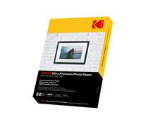 KODAK Ultra Premium 4R,Papel fotográfico brillante (280 g/m2, DIN 10x15 cm, 50 hojas para impresoras de inyección de tinta, papel fotográfico, resistente al agua, hojas de fotos blancas