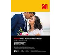 KODAK Ultra Premium Photo Paper - Papel Fotográfico Brillante: Paquete de 25 Hojas, Formato A4 (21x29,7 cm), 280 g/m², para Impresión de Inyección de Tinta, Ideal para Álbumes y Marcos