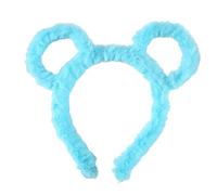 Kodbww Diadema de felpa gruesa para mujer, diseño de orejas de oso redondas, color azul