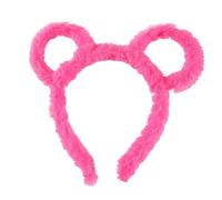 Kodbww Diadema de felpa gruesa para mujer, diseño de orejas de oso redondas, color rosa intenso