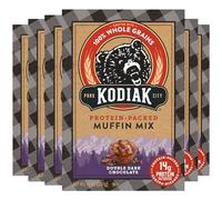 Kodiak Cakes Protein Muffin Mix, Doble Chocolate Oscuro, Power Muffins, High Protein and Fiber (15 gramos de proteína per serving), no -GMO, Made with 100% Whole Granins, seis cajas (14 Oz/Box)