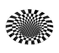 Kodxylytix 3D Vortex - Felpudo redondo con ilusión óptica para comedor, color blanco y negro, 120 cm