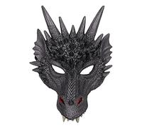 Kodxylytix Máscara de dragón para cabeza completa para cosplay, máscara de máscaras, color negro, 30 x 21 cm