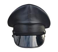 Kodxylytix Sombrero de capitán uniforme de lujo de piel sintética para club nocturno, hombres y mujeres, unisex, color negro, talla 59 59
