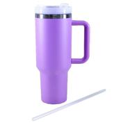 Kögler 13123-Taza térmica con Pajita y asa, 1200 ml, Aislante de Doble Pared de Acero Inoxidable y plástico, Taza de café Reutilizable Morado, Color Purple, 27 x 10 x 14,5 cm (13123)