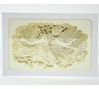 Kögler 32626 luz, Caja de Sombra 3D con diseño de Mundo Submarino, Marco Blanco, Aprox. 21,5 x 14,5 x 7 cm, Efecto Tridimensional Gracias a Muchas Capas de Papel de Filigrana, un Atractivo, carbón