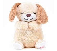 Kögler 45239 - Perro de Peluche Que Respira, Aprox. 26 cm de Alto, con Movimientos respiratorios y función de iluminación pulsando un botón, con música de Nana para bebés y niños, Funciona con Pilas