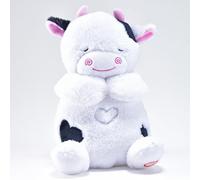 Kögler 45242 - Vaca de Peluche Que Respira, Aprox. 26 cm de Altura, con Movimientos respiratorios y función de iluminación pulsando un botón, con música de Nana para bebés y niños, Funciona con Pilas