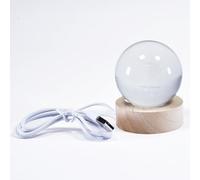 Kögler 52823 - Bola de Cristal 3D con iluminación LED, Aprox. 12,5 x 5,5 x 5,5 cm, Bola de Cristal con Motivo de Mariposas y Flores, Incl. Base de Madera y Cable USB, como luz de Noche o decoración
