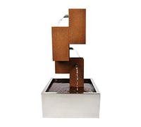 Köhko Fuente de agua con iluminación LED, altura 65 cm, de acero corten con cuenca de acero inoxidable, cascada 32005 Valancia