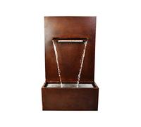 KÖHKO® Fuente de cascada con iluminación LED, altura 100 cm, juego de agua de acero corten 31008