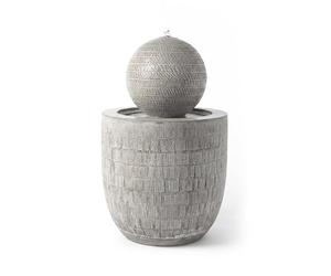 KÖHKO Fuente de jardín Zen bola con LED - Fuente decorativa moderna con superficie texturizada para jardín, terraza e interior