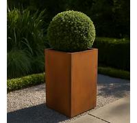 Köhko Jardinera de diseño de acero Corten "Viva", 45 x 45 x 80 cm | Maceta para plantas con elegante aspecto oxidado