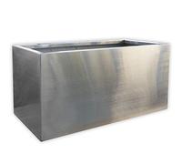 Köhko® Maceta de diseño de acero inoxidable Viva 100 x 45 x 37 cm | Macetero cuadrado y grande cepillado mate