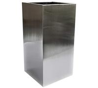Köhko® Macetero de diseño de acero inoxidable Viva 36 x 36 x 75 cm | Macetero cuadrado y grande cepillado mate
