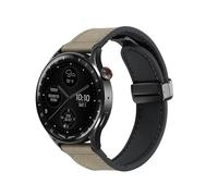 Koelaa 22mm Cuero Correas Compatibles con Garmin Forerunner 265/Forerunner 255/Forerunner 965/Vivoactive 4/Venu 2, Bandas de Cuero Híbridas de Silicona, Fuerte Cierre Magnético Correa Ajustable-Gris