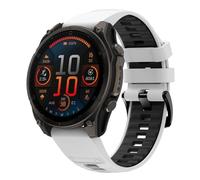 Koelaa Correa de Silicona 22mm Quick-Fit para Garmin Fenix 6 Pro/7/8 47mm/6, Correa Deportiva de Silicona Bicolor y Transpirable - Compatible con Garmin Epix Pro 47mm, Descent G2/G1 - Blanco + Negro
