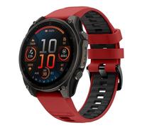 Koelaa Correa de Silicona 22mm Quick-Fit para Garmin Fenix 6 Pro/7/8 47mm/6, Correa Deportiva de Silicona Bicolor y Transpirable - Compatible con Garmin Epix Pro 47mm, Descent G2/G1 - Rojo + Negro