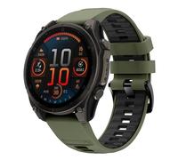 Koelaa Correa de Silicona 22mm Quick-Fit para Garmin Fenix 6 Pro/7/8 47mm/6, Correa Deportiva de Silicona Bicolor y Transpirable - para Garmin Epix Pro 47mm, Descent G2/G1 - Verde Militar + Negro
