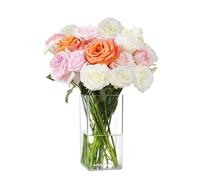 Koelaa Jarrón De Flores Transparente, Jarrones Cuadrado Acrílicos de Plástico Irrompibles, Florero Decorativo Moderno, Jarrones para Decoración del Hogar y del Salón, Mesa de Cena, Boda - 12x25cm