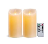 Koelaa Pack de 2 Velas LED con Mando a Distancia - Velas Electrónicas sin Llama con Efecto Parpadeante, Decoración Realista de Cera para Navidad, Bodas, Centros de Mesa, Iglesias y Eventos- 7.5x15 cm