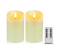 Koelaa Pack de 2 Velas LED sin Llama, Velas de Cera Real con Control Remoto y Efecto Llama Realista - Decoración para Hogar, Navidad, Bodas, Fiestas y Mesas-7.5 * 12.5cm