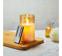 Koelaa Velas de Batería, Velas LED, Velas sin Llama, Vela de Vidrio Realista Efecto, Velas que Funcionan con Pilas, Velas Remotas, Velas Parpadeantes, Velas para Navidad, Fiesta-7.5 * 12.5cm