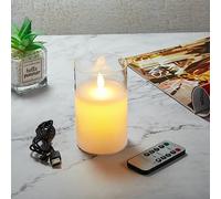 Koelaa Velas LED Recargables Parpadeantes Con Vidrio, USB, para Salón, Navidad, Boda, Fiesta, Decoración - 7.5 * 12.5cm