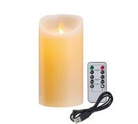Koelaa Velas LED Recargables USB Con Control Remoto, Sin Llama, para Salón, Halloween, Navidad, Boda, Fiesta, Decoración - 7.5 * 12.5cm