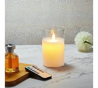 Koelaa Velas LED, Velas de Batería, Velas LED con Vidrio, Velas sin Llama, Velas Parpadeantes, Velas que Funcionan con Pilas, Velas para Navidad, Fiesta-7.5 * 12.5cm
