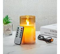 Koelaa Velas Recargables, Velas LED, Velas LED Parpadeantes, Vela de Vidrio Realista Efecto, Velas LED Recargables con Control Remoto, Velas sin llama, para Salón, Navidad, Decoración-7.5 * 15cm