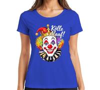 Kölle Alaaf Carnaval Colonia Jeck Clown Rainbow Peluca Carnaval Camiseta Mujer, azul, M