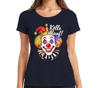 Kölle Alaaf Carnaval Colonia Jeck Clown Rainbow Peluca Carnaval Camiseta Mujer, azul marino, M