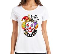 Kölle Alaaf Carnaval Colonia Jeck Clown Rainbow Peluca Carnaval Camiseta Mujer, Blanco, S