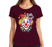 Kölle Alaaf Carnaval Colonia Jeck Clown Rainbow Peluca Carnaval Camiseta Mujer, granate, XL