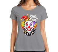 Kölle Alaaf Carnaval Colonia Jeck Clown Rainbow Peluca Carnaval Camiseta Mujer, gris, XXL