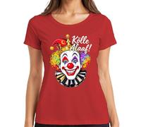 Kölle Alaaf Carnaval Colonia Jeck Clown Rainbow Peluca Carnaval Camiseta Mujer, rojo, XXL