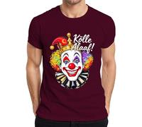 Kölle Alaaf - Peluca para carnaval con diseño de Colonia, payaso, arco iris, camiseta para hombre, granate, L
