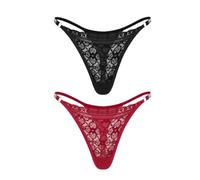 KOEMCY 2 Piezas Bragas Encaje Mujer Tanga Braguitas Ajustables sin Costuras Ropa Interior Transpirable Invisible Suave Elegante