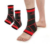 KOEMCY 2 Tobilleras Deportivas Compresión Ajustable Soporte Tobillo Elástico Protección Articulaciones Estabilizador Anatómico Transpirable