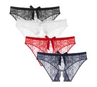 KOEMCY 4 Piezas Bragas Encaje Mujer Braguitas Transparentes sin Costuras Ropa Interior Transpirable Cómodas Suaves Elegantes