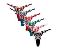 KOEMCY 5 Piezas Bragas Mujer Tanga Mariposa Bordado sin Costuras Braguitas Elegantes Ropa Interior Invisible Transpirable Suave Comodidad Diaria