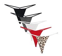 KOEMCY 5 Piezas Tangas para Mujer Sin Costura Tanga G String Thong Sexy T Back Bragas Tangas de Algodón Cintura Baja Braguitas (XL)