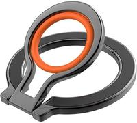 KOEMCY Anillo Magnetico Movil Soporte De Móvil con Anilla De Silicona Magnet Phone Holder Accesorios Movil Anillo Movil Dedo Soporte Movil Coche Magsafe Sujeta Movil(Negro & Naranja)