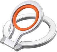 KOEMCY Anillo Magnetico Movil Soporte De Móvil con Anilla De Silicona Magnet Phone Holder Accesorios Movil Anillo Movil Dedo Soporte Movil Coche Magsafe Sujeta Movil(Plata & Naranja)