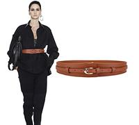 KOEMCY Cinturón Ancho Mujer Elegante Hebilla Dorada Ajustable Decorativo Cuero Negro Complemento Vestido Abrigo Chaqueta Falda