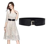 KOEMCY Cinturón Ancho Mujer Vintage Cinturones Anchos Cinturón Ancho Elástico Cinturones Cintura Corsé Ajustable de Señoras para Vestidos Abrigos Pantalones (Negro)