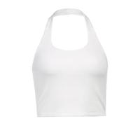 KOEMCY Crop Top Mujer, Camisola Camiseta sin Mangas Mujer Sexy Cuello Halter Tank Tops Elegante Corto Informal de Color Sólido Chaleco (Blanco, L)