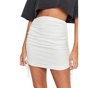 KOEMCY Falda Corta Mujer Verano Minifalda Fruncida con Cordones Laterales Faldas Elásticas Ajustables Diseño Moderno Estilo Urbano Moda Casual Versátil para Primavera Otoño